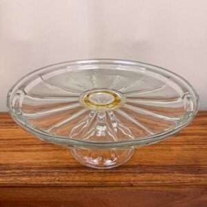 Federal Glass Colonial Pressed Glass Pedestal Cake Stand Fluted Base 10.5in